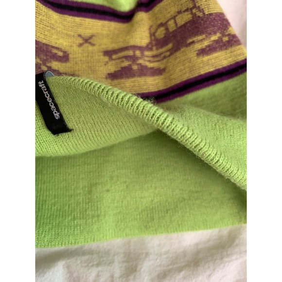 Space craft vintage style invaders neon lime beanie cap - Picture 5 of 7